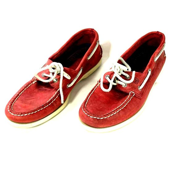 Sperry Shoes Sperry Topsider Mens 2 Eye Boat Shoes Red White